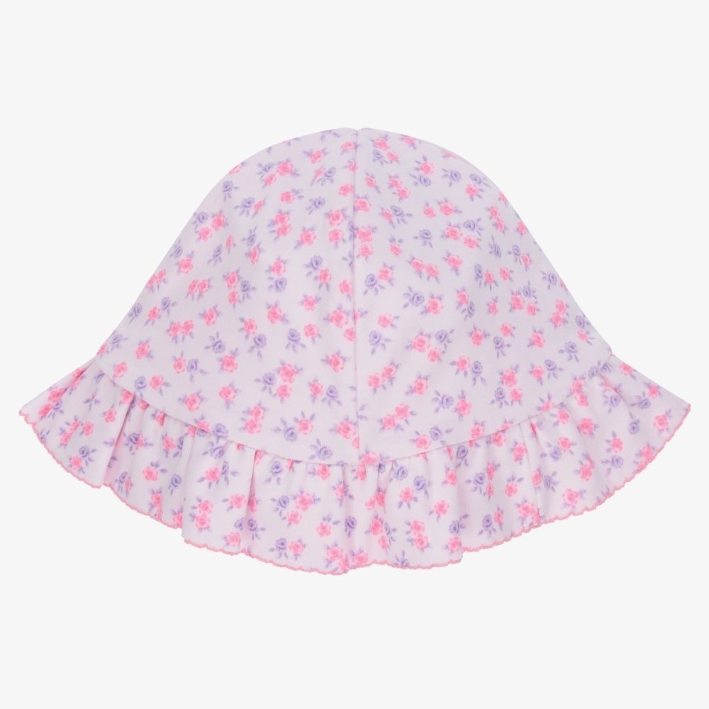 Kissy Kissy Pink Pima Cotton Ditsy Blooms Floppy Sun Hat - 6-9 Months